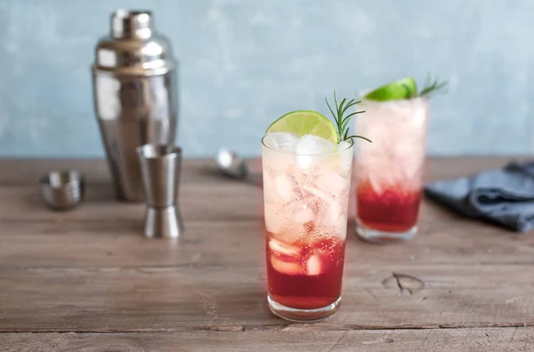 Sloe Gin Fizz Koktajl Różowy Alkoholu Pić Lodem Wapno Soda — Zdjęcie stockowe