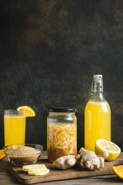 Ginger Bug - Homemade Fermented Probiotic Soda Drink, fruit and ginger organic drink. clipart