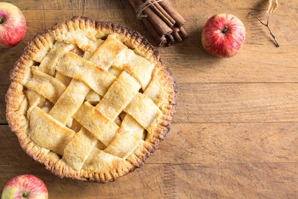 Postre Clásico Tarta Manzana Con Celosía Tarta Americana Casera Manzanas — Foto de Stock