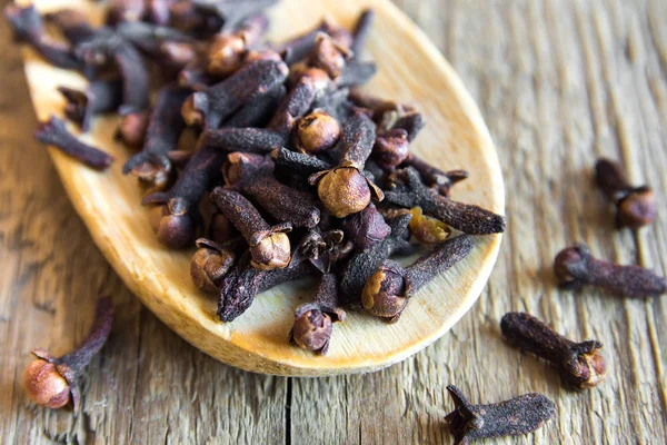 Biologische Teentjes Kruiden Houten Lepel Rustieke Achtergrond Close — Stockfoto