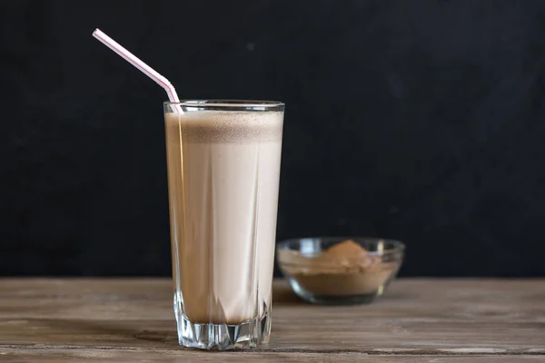 Milk Shake Chocolat Boisson Remise Forme Sportive Saine Avec Protéines — Photo