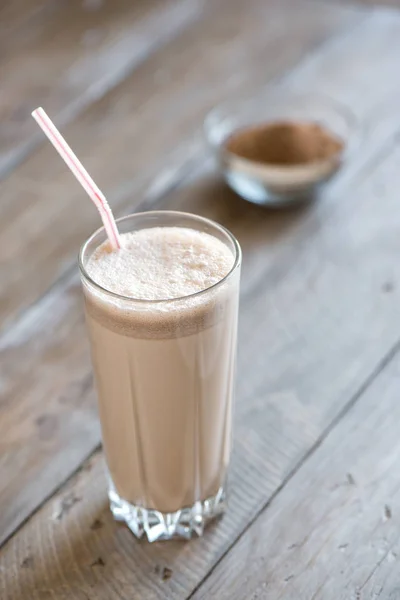 Chocolate Protein Shake Minuman Kebugaran Olahraga Yang Sehat Dengan Whey — Stok Foto