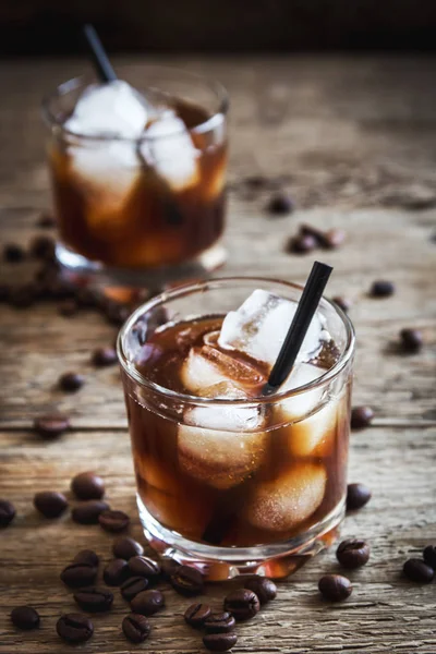 Cóctel Ruso Negro Con Vodka Licor Café Bebida Rusa Negra — Foto de Stock