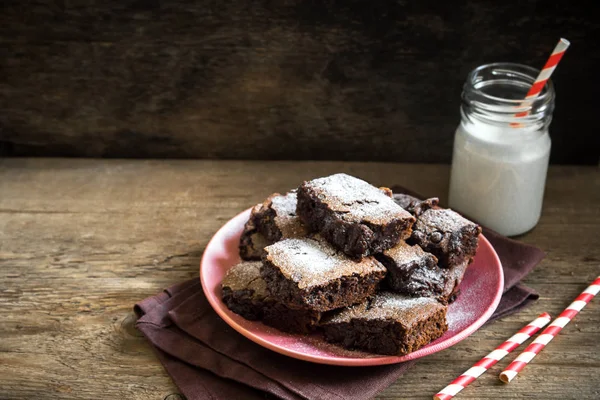 Brownies Para Natal Férias Inverno Bolinhos Chocolate Caseiros Com Leite — Fotografia de Stock