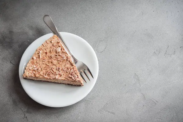 Schokoladen Käsekuchen Mit Mascarponekäse Auf Grauem Betongrund Hausgemachter Schokoladenkäsekuchen Mit — Stockfoto