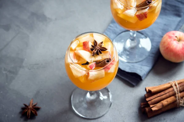 Homemade Sangria Apple Cider Punch Fruit Wine Autumn Winter Holidays — Stock Photo, Image