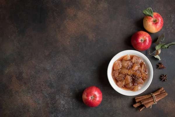 Marmellata Mele Fatta Casa Chutney Mele Marmellata Salsa Grossa Con — Foto Stock