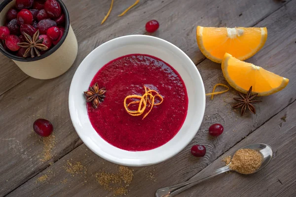 Molho Laranja Cranberry Caseiro Relish Para Ação Graças Natal Madeira — Fotografia de Stock