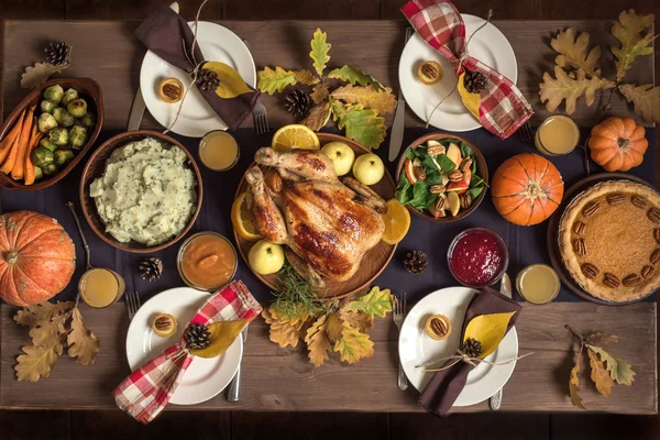 Thanksgiving Célébration Dîner Traditionnel Cadre Alimentaire Concept Thanksgiving Turquie Avec — Photo