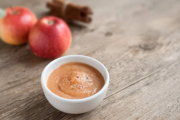 Apple Sauce Fresh Homemade Applesauce Apple Puree Mousse Sauce Cinnamon — Stock Photo, Image