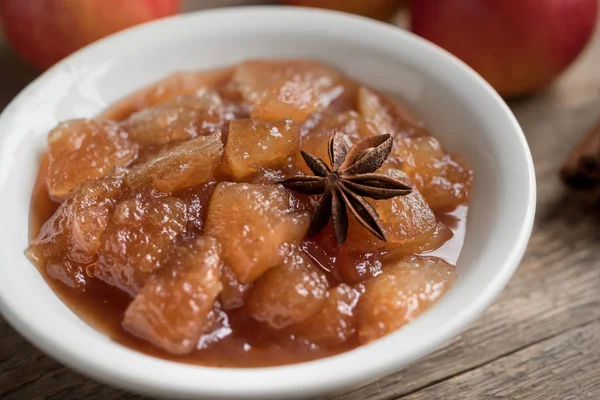 Homemade Apple Chutney Apple Jam Marmalade Chunky Sauce Cinnamon Anise — Stock Photo, Image
