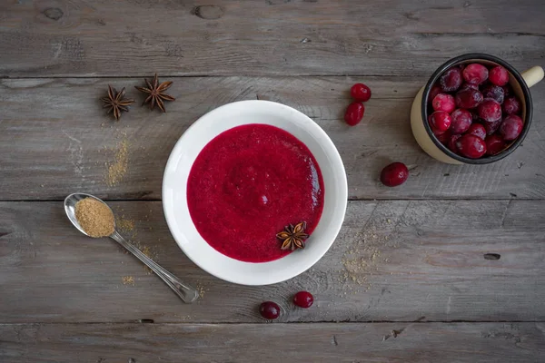 Molho Cranberry Caseiro Relish Para Ação Graças Natal Madeira Espaço — Fotografia de Stock