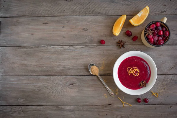 Molho Laranja Cranberry Caseiro Relish Para Ação Graças Natal Madeira — Fotografia de Stock