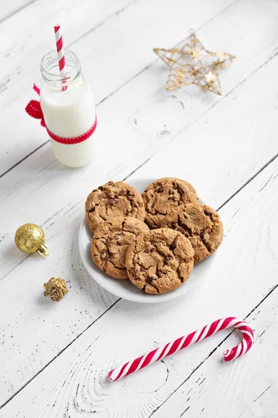 Biscotti Cioccolato Latte Babbo Natale Biscotti Tradizionali Fatti Casa Natale — Foto Stock