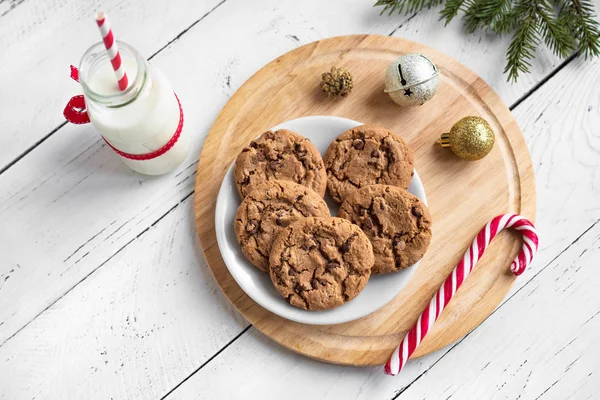 Biscotti Cioccolato Latte Babbo Natale Biscotti Tradizionali Fatti Casa Natale — Foto Stock