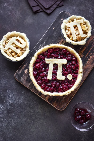 Dag Cherry Appeltaarten Maken Van Zelfgemaakte Traditionele Verschillende Taarten Met — Stockfoto