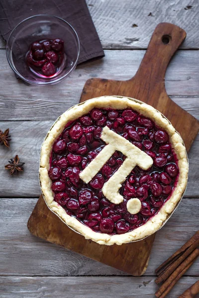 Dag Cherry Pie Maken Van Zelfgemaakte Traditionele Cherry Pie Met — Stockfoto