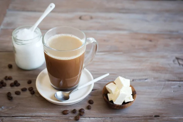 Café Prova Balas Misturado Com Manteiga Orgânica Óleo Coco Mct — Fotografia de Stock