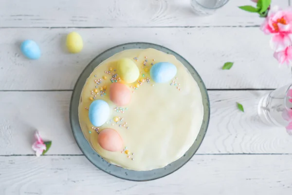 Torta Pasqua Torta Carote Con Glassa Crema Formaggio Pasqua Decorata — Foto Stock