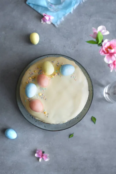 Torta Pasqua Torta Carote Con Glassa Crema Formaggio Pasqua Decorata — Foto Stock