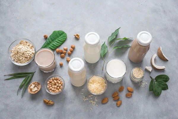 Diverse plant gebaseerd melk — Stockfoto