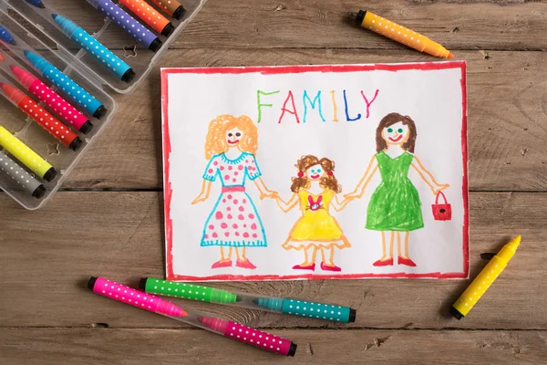 LGBT aile çizimi — Stok fotoğraf