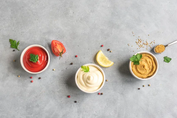 Ketçap, mayonez, hardal.