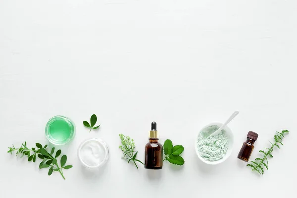 Plantaardige Cosmetische Producten Natuurlijke Organische Huidverzorging Concept Creatieve Lay Out — Stockfoto