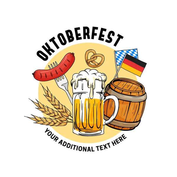 Illustration Vectorielle Dessinée Main Oktoberfest Concept Festival Bière Munich Avec — Image vectorielle