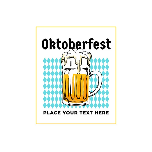 Affiche Rétro Oktoberfest Concept Festival Bière Munich Dessiné Main Plein — Image vectorielle