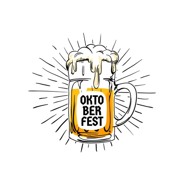 Insigne Logo Vintage Oktoberfest Concept Festival Bière Munich Vieux Style — Image vectorielle