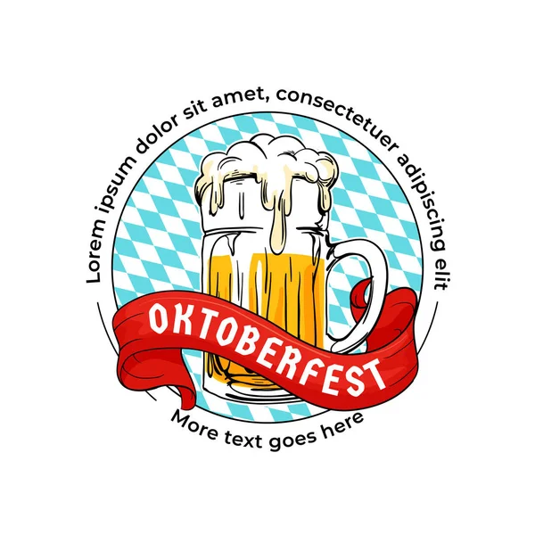 Oktoberfest Λογότυπο Badge Μόναχο Έννοια Φεστιβάλ Μπύρας Χέρι Γυαλί Κούπα — Διανυσματικό Αρχείο