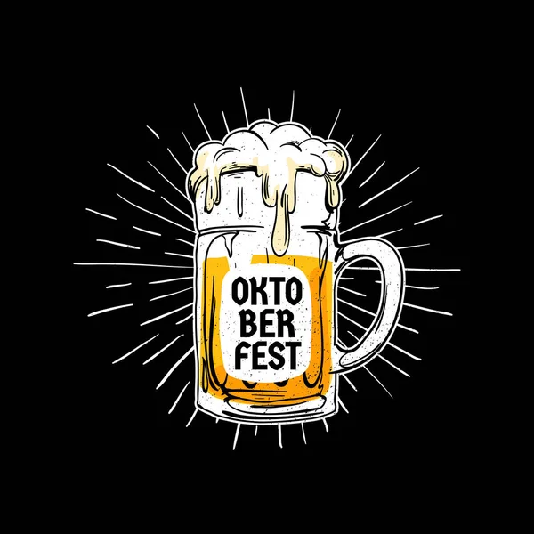 Oktoberfest Vintage Logó Jelvényt München Sör Fesztivál Koncepció Régi Stílusú — Stock Vector