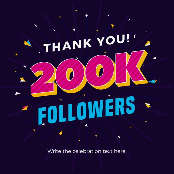 200K 追随者卡片横幅张贴模板为许多追随者在网上社交媒体网络庆祝 — 图库矢量图片