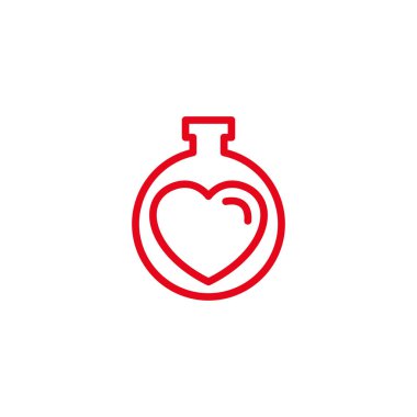 Kabı ile aşk ya da simge zehir. Basit kalp illüstrasyon çizgi stili Logo şablonu tasarımı.