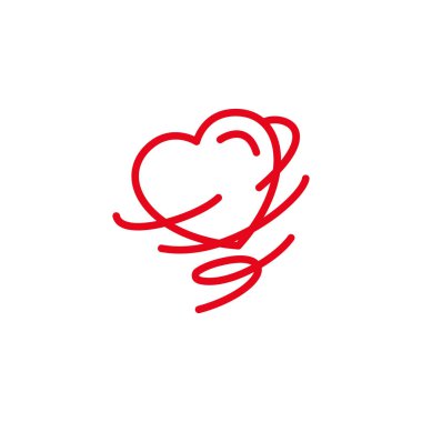 Rüzgar fırtına, kasırga simgesi ile seviyorum. Basit kalp illüstrasyon çizgi stili Logo şablonu tasarımı.