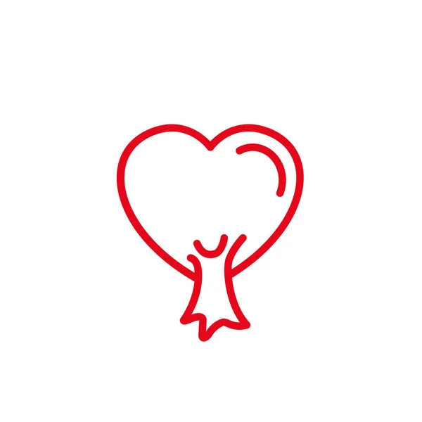 Love Tree Trunks Twigs Root Icon Simple Heart Illustration Line — Stockový vektor