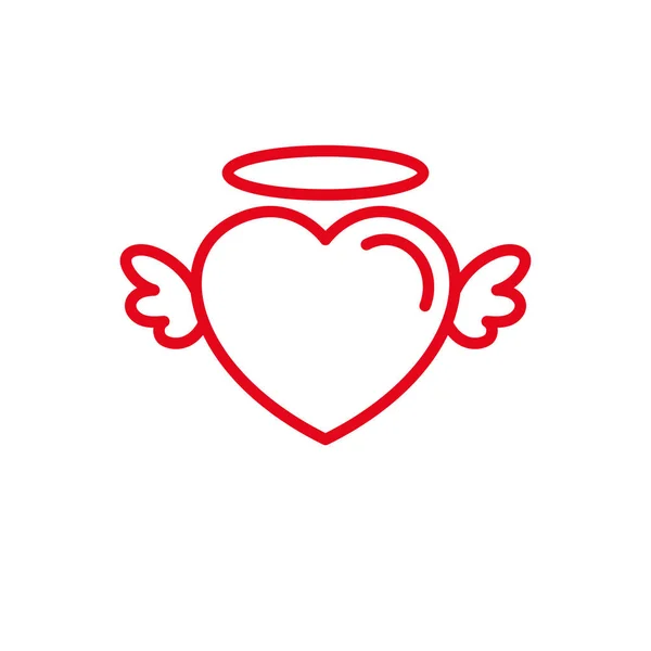 Szerelem Aranyos Tündér Szárny Icon Egyszerű Heart Illusztráció Vonal Stílusa — Stock Vector