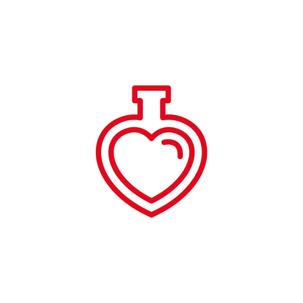 Love Beaker Poison Icon Simple Heart Illustration Line Style Logo — Stock Vector