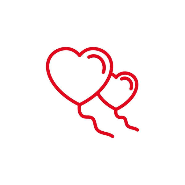 Flying Balloon Love Con Icono Cuerda Diseño Plantilla Logotipo Estilo — Archivo Imágenes Vectoriales