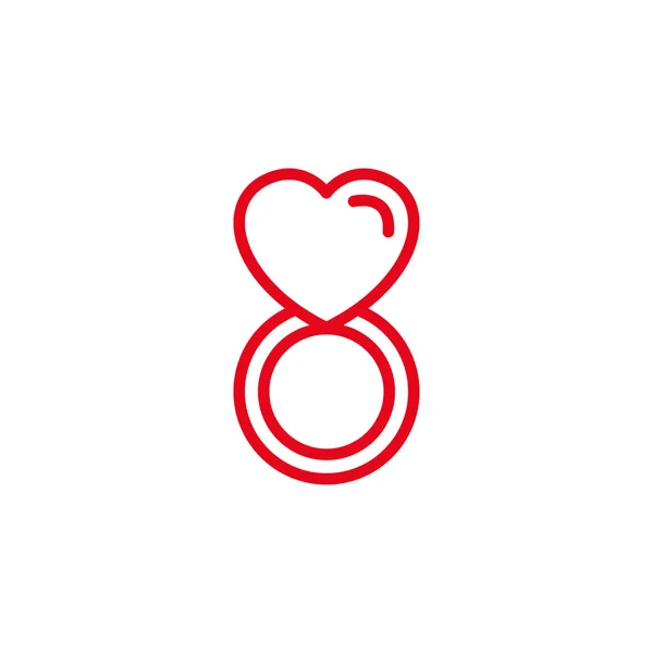 Amor Con Anillo Boda Icono Diseño Plantilla Logotipo Estilo Línea — Archivo Imágenes Vectoriales