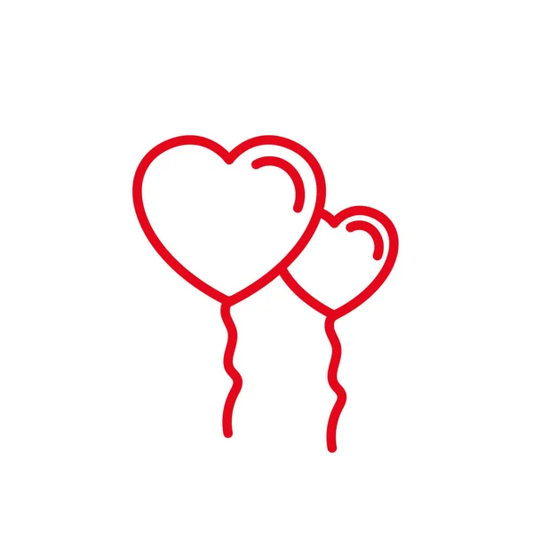 Flying Balloon Love String Icon Simple Heart Illustration Line Logo — стоковый вектор