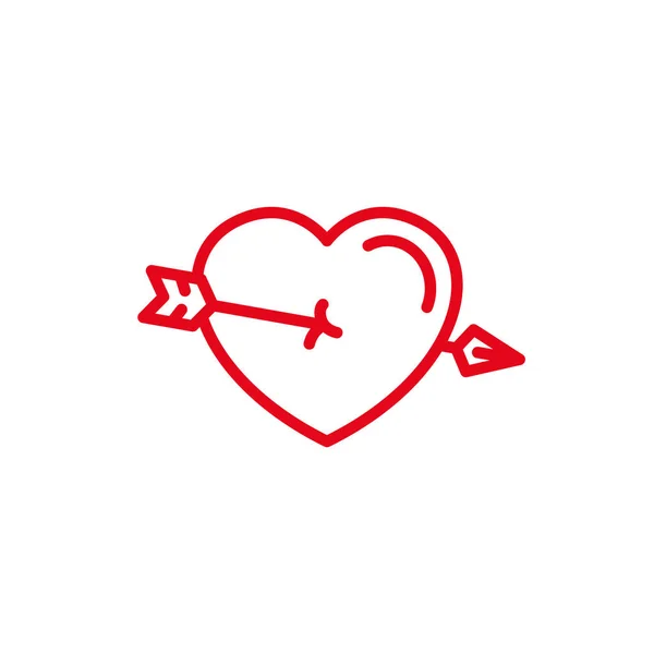 爱与箭头刺穿图标 简单的心插画线风格标志模板设计 — 图库矢量图片