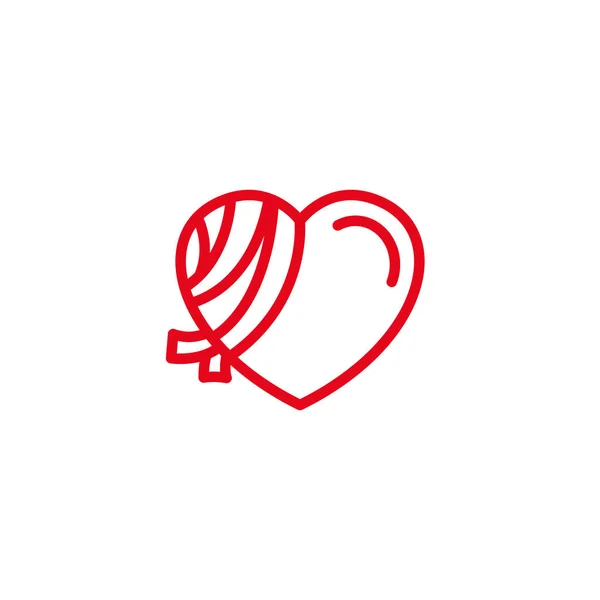 Любовь Раневыми Повязками Икона Simple Heart Illustration Line Logo Template — стоковый вектор