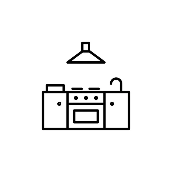 Stove Icon Water Faucet Extractor Fan Kitchen Appliances Cooking Illustration — 图库矢量图片
