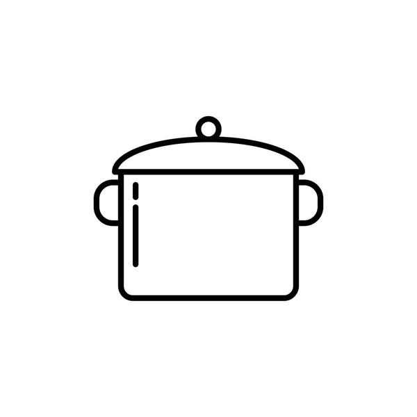 キャセロール パンアイコン イラストを調理するためのキッチン用品 単純な細い線スタイルのシンボル — ストックベクタ