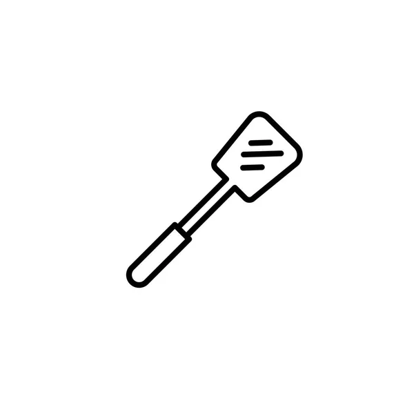 斯帕图拉图标 厨房用具烹饪插图 简单的细线样式符号 — 图库矢量图片