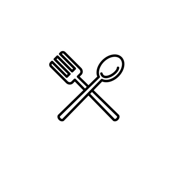 Spoon Fork Restaurant Icon Kitchen Appliances Cooking Illustration Simple Thin — Stock Vector