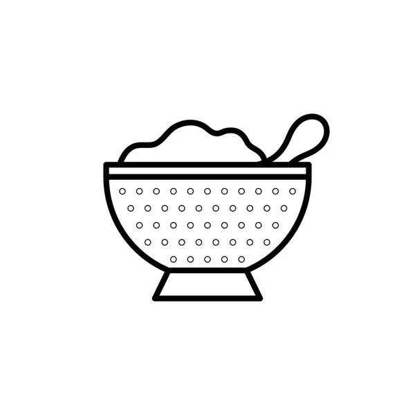 Colander Com Cheio Ícone Arroz Eletrodomésticos Cozinha Para Cozinhar Ilustração — Vetor de Stock