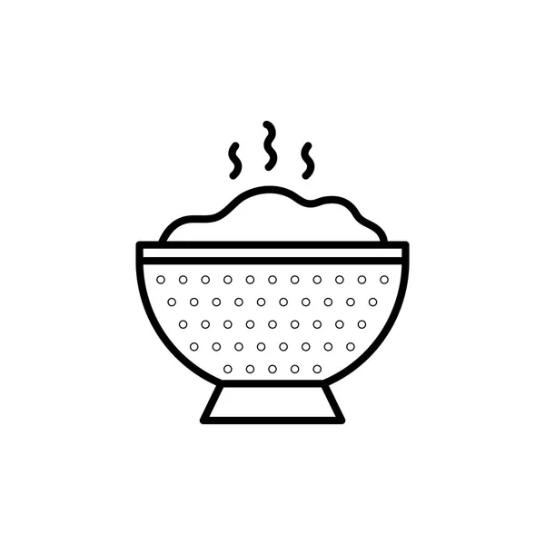 Colander Full Hot Rice Icon Kitchen Appliances Cooking Illustration Simple — Stockvector